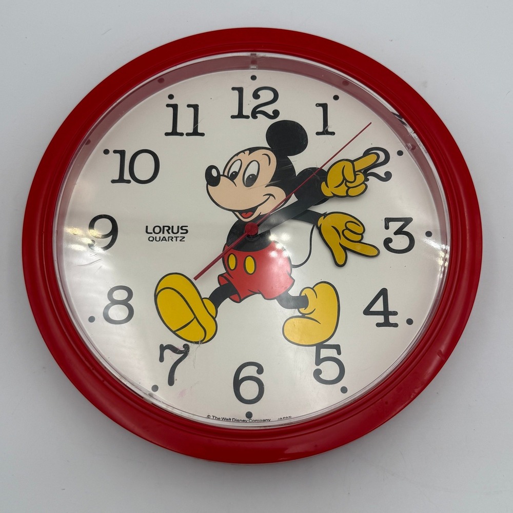 Vintage Lorus Mickey Mouse Wall Clock Red Disney Quartz Japan LFW224R 10 Inch